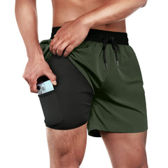 5in Mens Swim Trunks with Compression Liner Zipper Pocket(Solid) 04