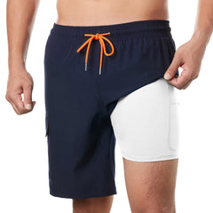 9in Mens Swim Trunks with Compression Liner Cargo Pocket 04