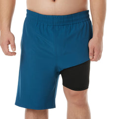 Big and Tall Swim Trunks for Men with Compression Liner(Solid)