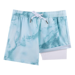 Boys Swim Trunks with Compression Boxer Brief Liner A04