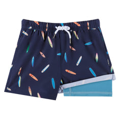 Boys Swim Trunks with Compression Boxer Brief Liner A01