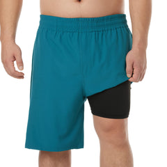Big and Tall Swim Trunks for Men with Compression Liner(Solid)