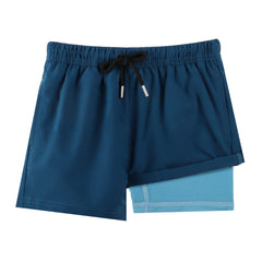 Boys Swim Trunks with Compression Boxer Brief Liner A01