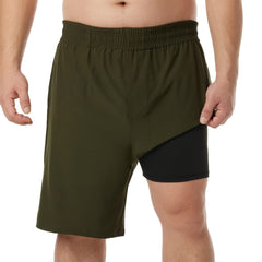 Big and Tall Swim Trunks for Men with Compression Liner(Solid)