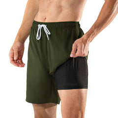 7in Mens Swim Trunks with Compression Liner Two Side Pockets 02