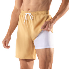 7in Mens Swim Trunks with Compression Liner Two Side Pockets 01