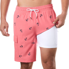 9in Mens Swim Trunks with Compression Liner Cargo Pocket 01