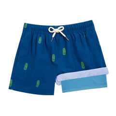 Boys Swim Trunks with Compression Boxer Brief Liner A02