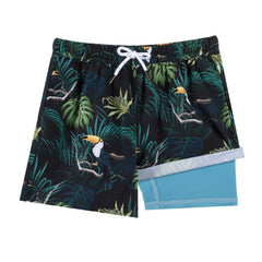 Boys Swim Trunks with Compression Boxer Brief Liner A03