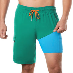 9in Mens Swim Trunks with Compression Liner Cargo Pocket 05