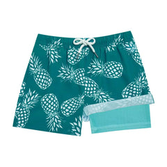 Boys Swim Trunks with Compression Boxer Brief Liner A02