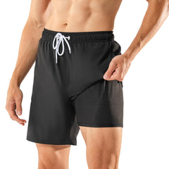 7in Mens Swim Trunks with Compression Liner Two Side Pockets 02