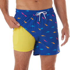 5in Mens Swim Trunks with Compression Liner Zipper Pocket(Printed) 02