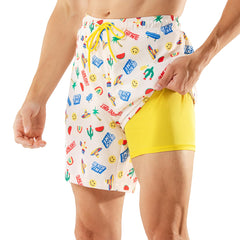 7in Mens Swim Trunks with Compression Liner Two Side Pockets 01