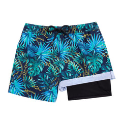 Boys Swim Trunks with Compression Boxer Brief Liner A03