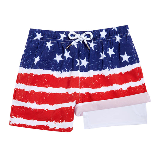 Boys Swim Trunks with Compression Boxer Brief Liner A04
