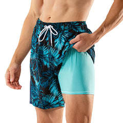 7in Mens Swim Trunks with Compression Liner Two Side Pockets 01