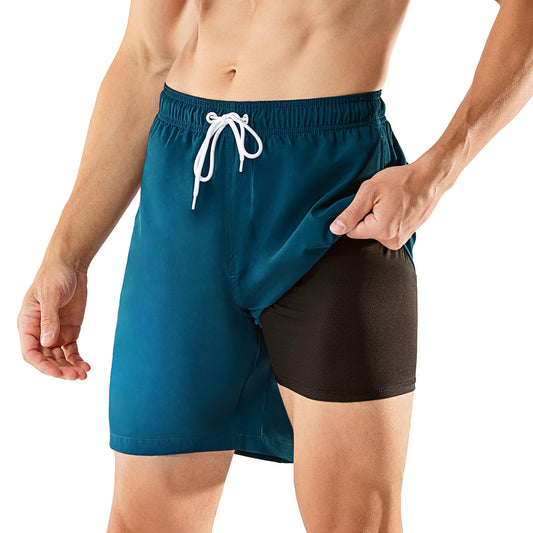 7in Mens Swim Trunks with Compression Liner Two Side Pockets 02