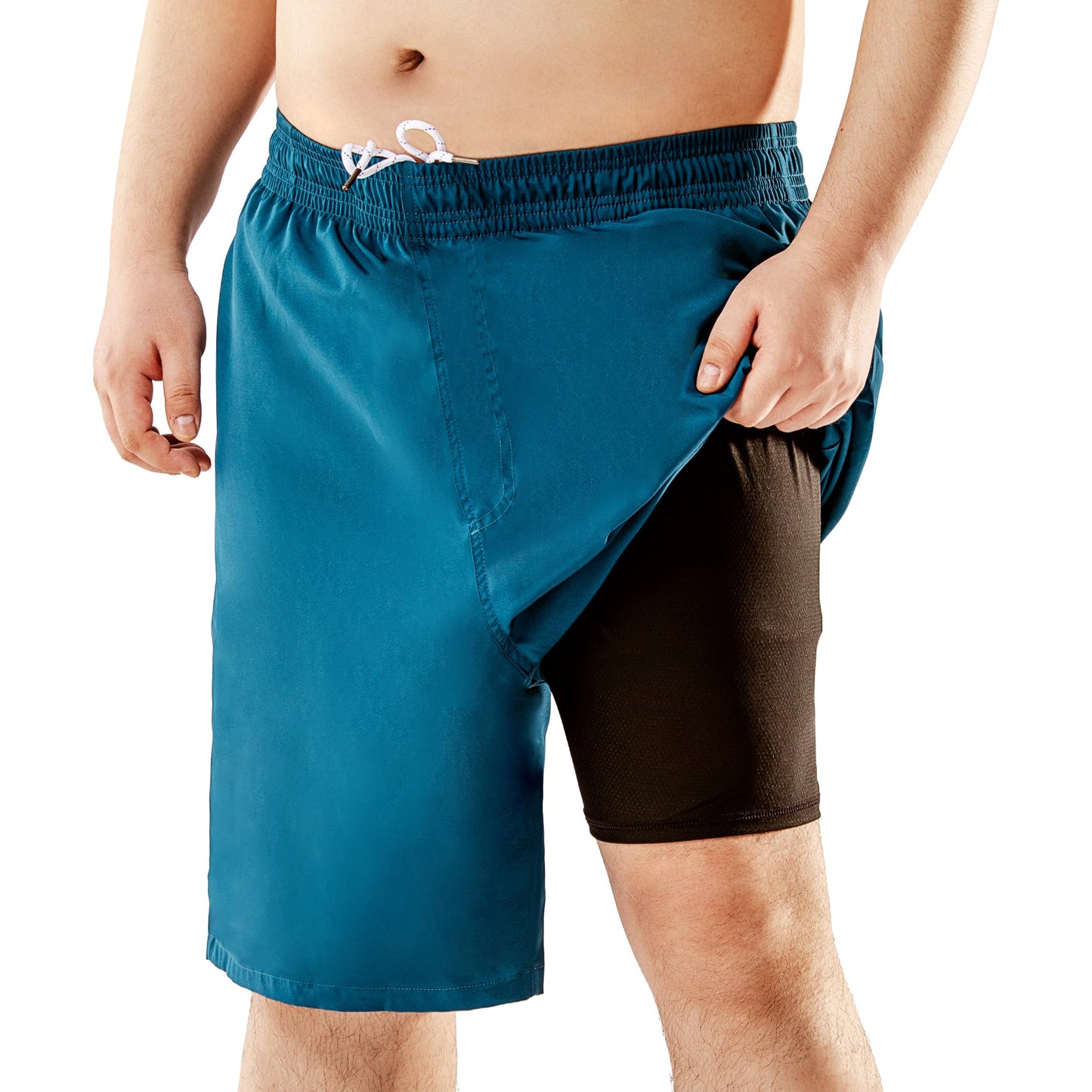 Big and Tall Swim Trunks for Men with Compression Liner(Printed)