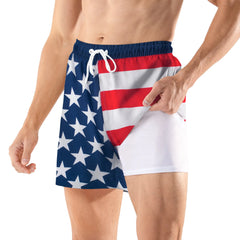 BRISIRA Mens Swim Trunks 5 Inch Compression Liner Outer Pockets(Printed) 03