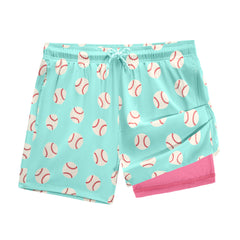 BRISIRA Mens Swim Trunks 5 Inch Compression Liner Outer Pockets(Printed) 03