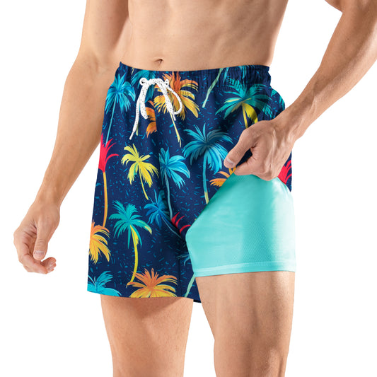 BRISIRA Mens Swim Trunks 5 Inch Compression Liner Outer Pockets(Printed) 02