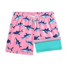 Boys Swim Trunks with Compression Boxer Brief Liner B04