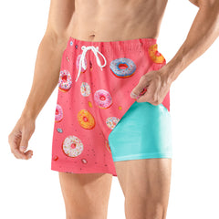 BRISIRA Mens Swim Trunks 5 Inch Compression Liner Outer Pockets(Printed) 01