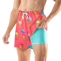BRISIRA Mens Swim Trunks 5 Inch Compression Liner Outer Pockets(Printed) 01