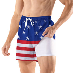 BRISIRA Mens Swim Trunks 5 Inch Compression Liner Outer Pockets(Printed) 03