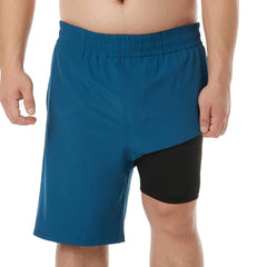 Big and Tall Swim Trunks for Men with Compression Liner(Solid)