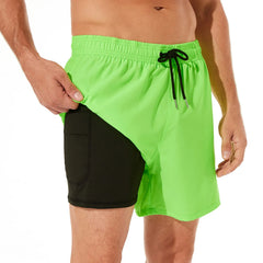 5in Mens Swim Trunks with Compression Liner Zipper Pocket(Solid) 01