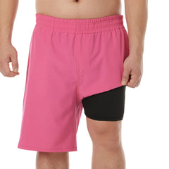 Big and Tall Swim Trunks for Men with Compression Liner(Solid)
