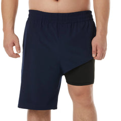 Big and Tall Swim Trunks for Men with Compression Liner(Solid)