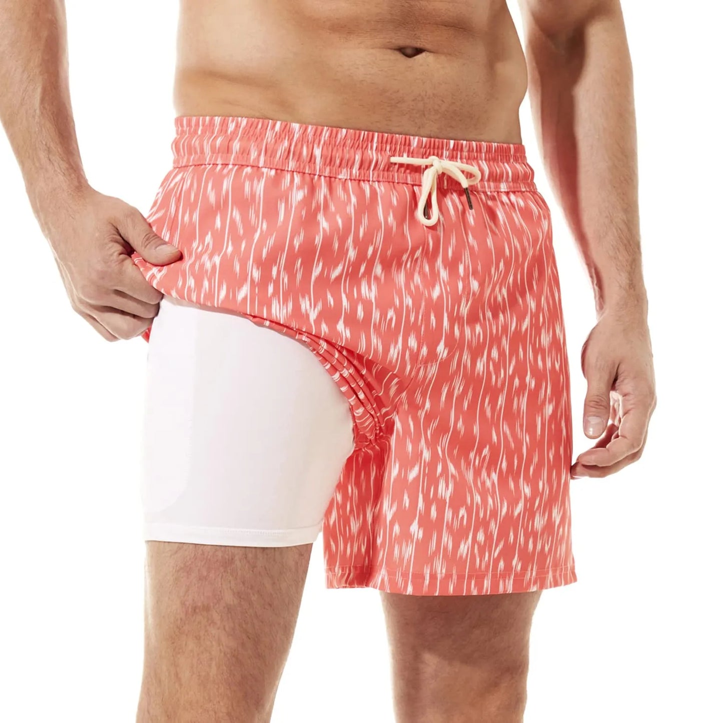 5in Mens Swim Trunks with Compression Liner Zipper Pocket(Printed) 05