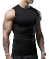 Brisira 2-Pack Men Coolmax Sleeveless Muscle Vest Fitness Workout Athletic Compression Shirt Size S to 2XL