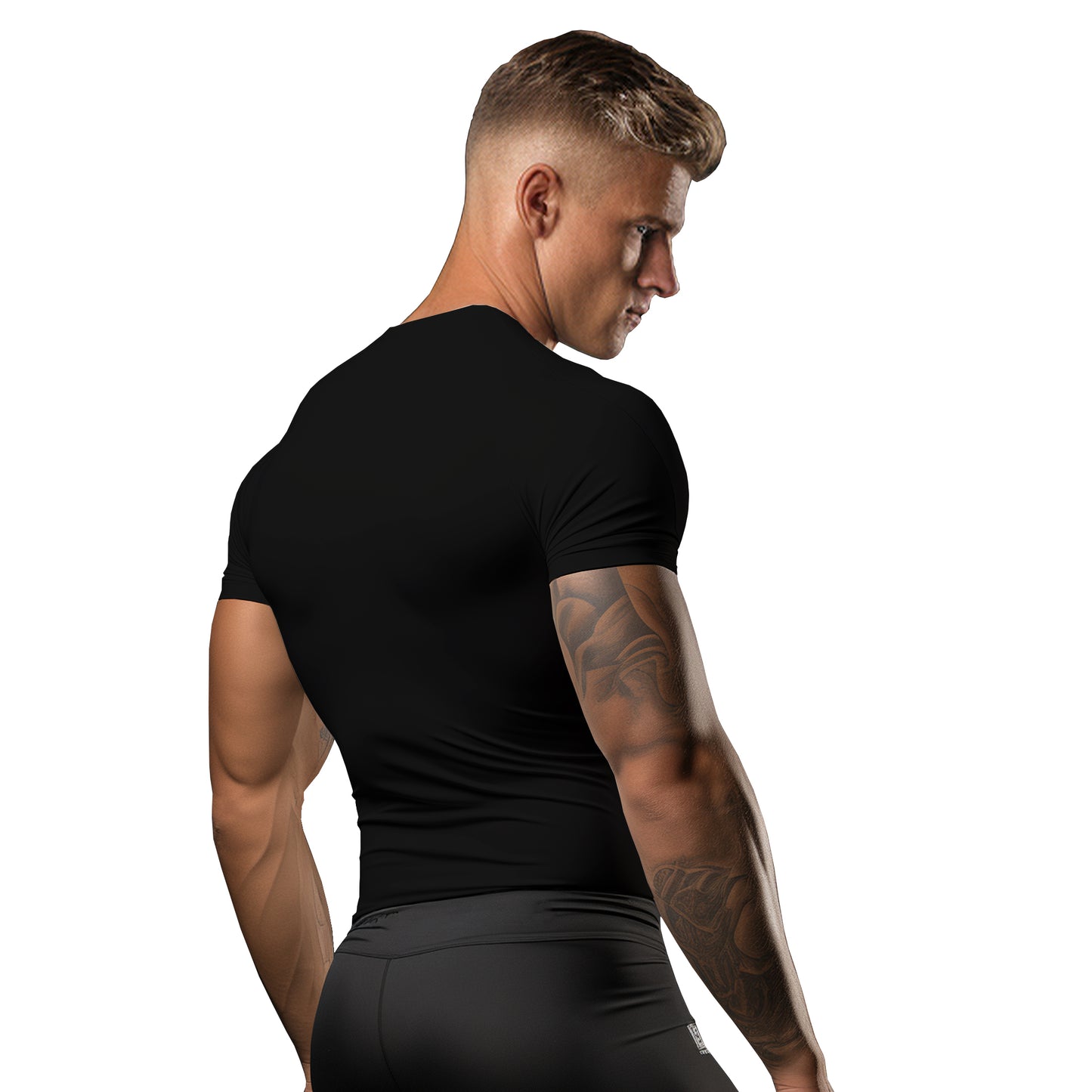 Brisira Men Coolmax Baselayer Compression Shirt Gym Athletic Workout Short-Sleeve Cool Dry Size S to 2XL