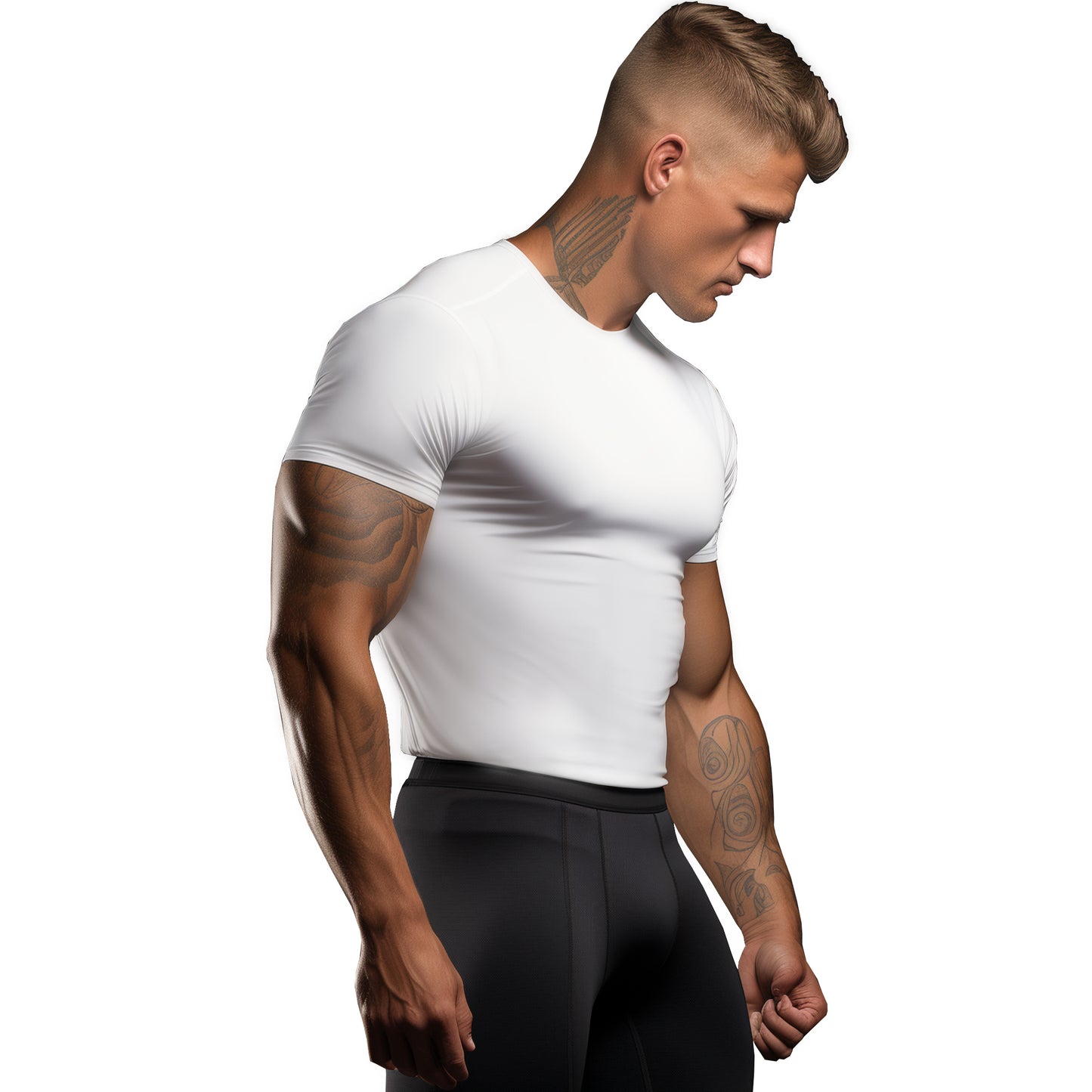 Brisira Men Coolmax Baselayer Compression Shirt Gym Athletic Workout Short-Sleeve Cool Dry Size S to 2XL