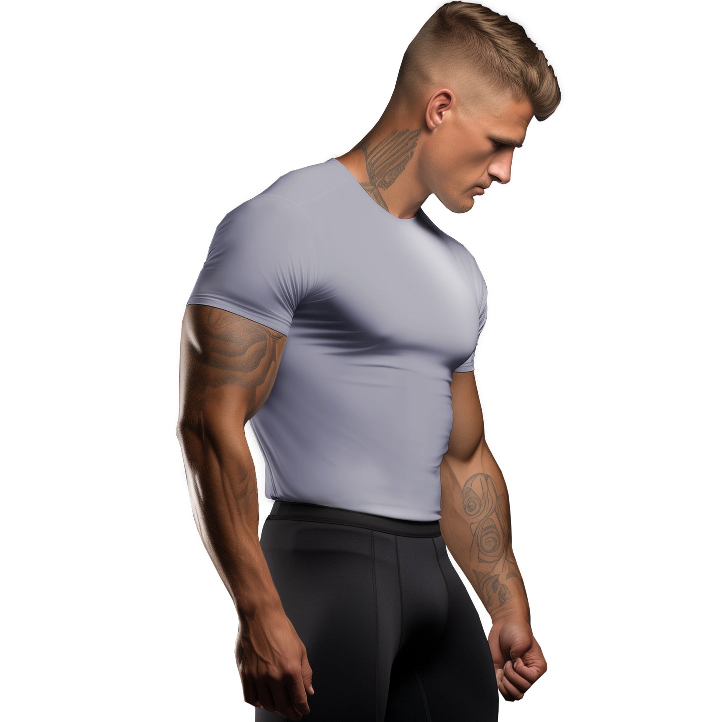 Brisira Men Coolmax Baselayer Compression Shirt Gym Athletic Workout Short-Sleeve Cool Dry Size S to 2XL