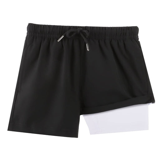 Boys Swim Trunks with Compression Boxer Brief Liner A01