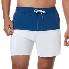 5in Mens Swim Trunks with Compression Liner Zipper Pocket(Stripes)