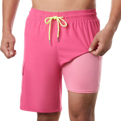 9in Mens Swim Trunks with Compression Liner Cargo Pocket 05
