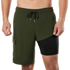 9in Mens Swim Trunks with Compression Liner Cargo Pocket 05