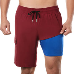 9in Mens Swim Trunks with Compression Liner Cargo Pocket 02