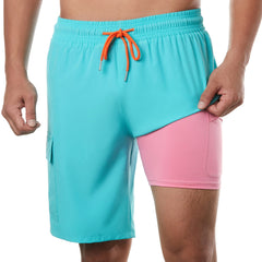 9in Mens Swim Trunks with Compression Liner Cargo Pocket 04