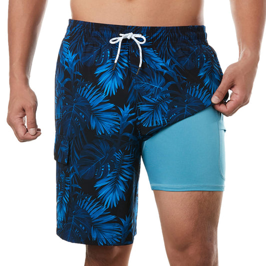 9in Mens Swim Trunks with Compression Liner Cargo Pocket 01