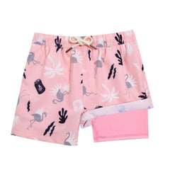 Boys Swim Trunks with Compression Boxer Brief Liner A04