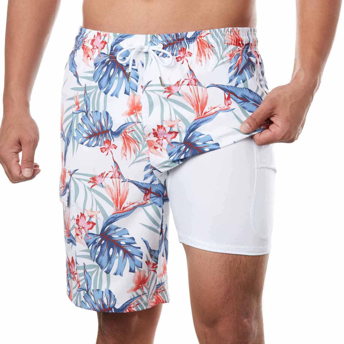 9in Mens Swim Trunks with Compression Liner Cargo Pocket 05