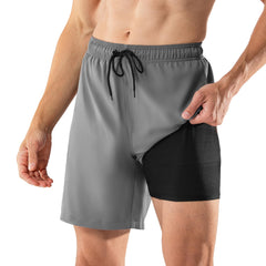 7in Mens Swim Trunks with Compression Liner Two Side Pockets 02