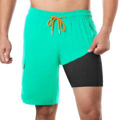 9in Mens Swim Trunks with Compression Liner Cargo Pocket 05